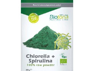Clorela e Espirulina em pó, superalimento bio 200g - Biotona