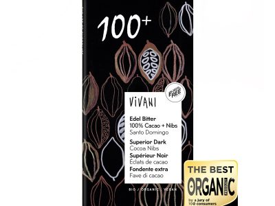Chocolate preto 100% com pontas de cacau bio 80g Vivani