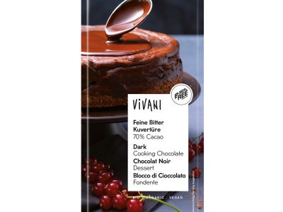 Cobertura preta Chocolate 70% Bio 200g Vivani