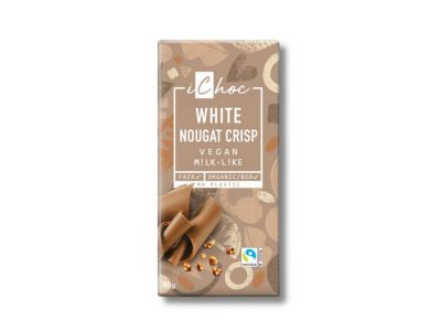 Chocolate branco vegano com praliné e avelã crocante bio 80g icoc