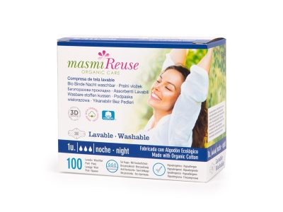 Compressa de tecido com asas lavável Bio Masmi Night