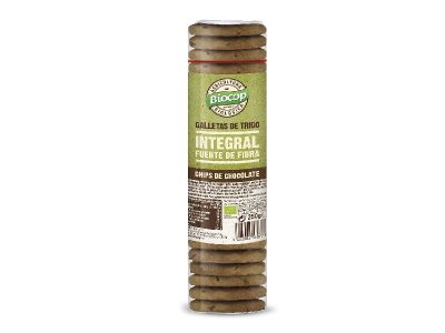 Biscoito de trigo integral com chips de chocolate bio 250g biocop