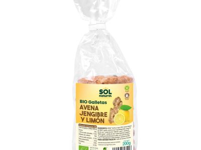 Biscoitos de aveia, gengibre e limão BIO 200G Sol Natural