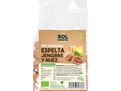 Biscoitos de soletra com gengibre e nozes bio 175g Sun Natural
