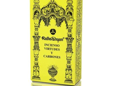 Virtudes de incenso 50g e carbono 10u radhe shyam