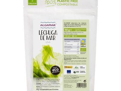 Alface do mar em flocos (Ulva) Algamar Bio 50G