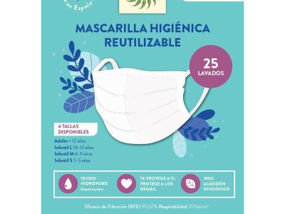 Child -Reutilizável Máscara de algodão higiênico/L Natural Sol