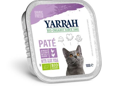 Pate para gatos com frango e peru Tarrina Bio 100g Yarrah