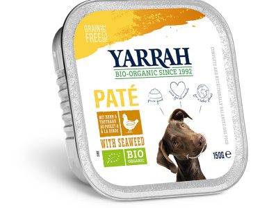 Pate para cães com frango e algas Tarrina Bio 150g Yarrah