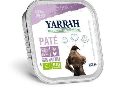 Pate para cães com frango e peru Tarrina Bio 150g Yarrah