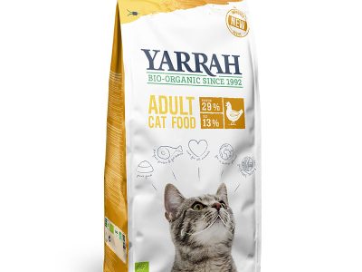 Ração orgânica para gatos Yarrah com frango e proteína, 800g