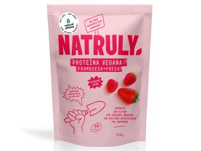 Proteína vegana 73% de morango e framboesa bio 350g naturuly
