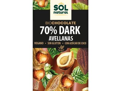 70% de comprimido de chocolate escuro e bio 70g natural azle