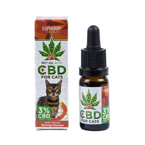 CBD Óleo Para gatos 3% 300mg 10ml Sabor Camarão  Euphoria